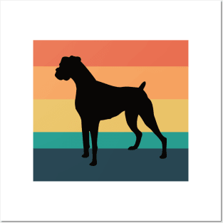 Vintage Sunset Boxer Dog Owner Gift Posters and Art